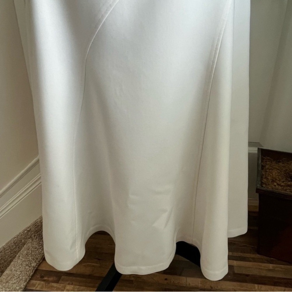 L'Espoir Asymmetrical Neckline Midi Paneled Dress White Sz S - Picture 8 of 15